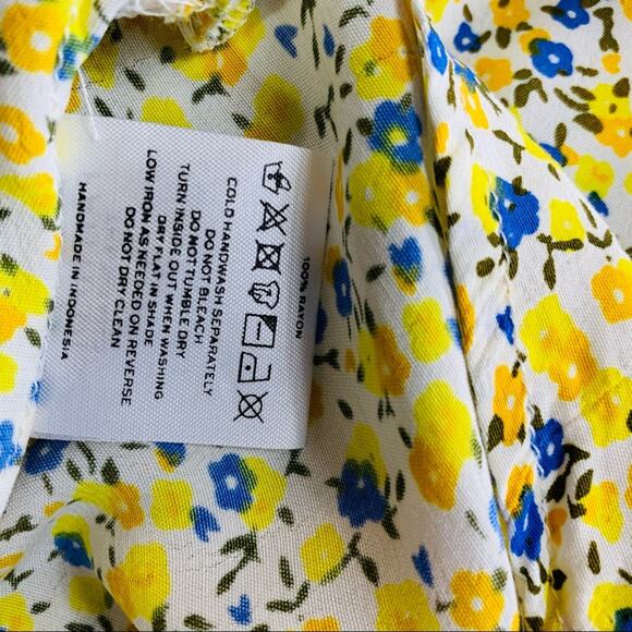 Faithfull The Brand Yellow Floral Mini Dress Medium - Picture 8 of 10